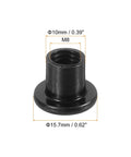 Rugged M8 T Nuts Black Carbon Steel Insert Tee Fasteners For Furniture Build, 10mm tall, black finish, detailed view.
