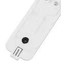 Close-up of white slim plastic backplate for video doorbell, showing mounting hole and guide, part of Video Doorbell Back Plate Replacement For Slim Lightweight Plastic Backplate With No Fuss Quick Mount Accessory Easy Installation Durable Fit For Replacement Or Upgrade Designed For Sturdy Mounting And Reliable Performance.