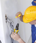 Man using Dead Simple Wire Stripper And Cutter For 22 To 30 AWG Copper Wires on electrical wires with screwdriver.