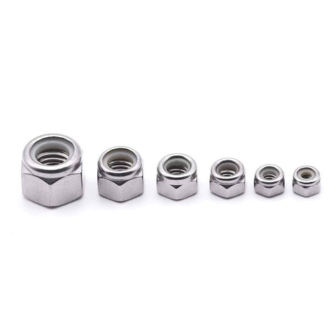 Nylon Insert Lock Nuts Ten Twenty Four UNC Coarse Thread Stainless Steel 304 Hex Insert For 3D Printers And Electronics Pack Of Fifty Locking Hardware For DIY Projects