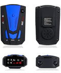 Front and back view of 360 Degree Radar Detector With GPS Speed Trap Alerts, 16 Band Voice Warnings, Includes 1080P HD Webcam Blue