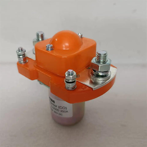 JwDawn Zj200d 80 Volt 200 Amp Single Coil No Solenoid Switch Relay For Electric Forklift Pallet Truck Golf Cart Stacker Heavy Duty Dc Contactor close-up view with orange cover.