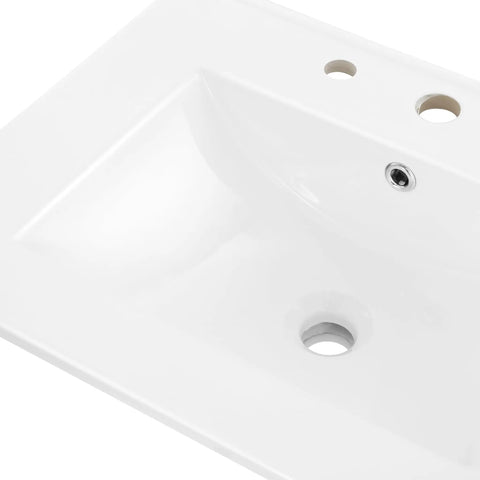 Top Tier 24 Inch Bathroom Sink Top Crafted From Heavy Duty White Ceramic With A No Fuss Three Hole Design ideal for bathrooms.