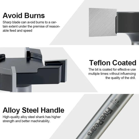 Pro Grade Spoilboard Surfacing Router Bit With One Half Inch Shank And Two Inch Cutting Diameter Four Wing Slab Flattening Planer Bit For Flat Bottom Cleaning And Leveling On Router Sled Durable YG6X Carbide Inserts; features include a Teflon coated bit and alloy steel handle.