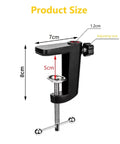 Pro Grade Aluminum Alloy Adjustable C Clamp Mount For Universal Desk Lamps And Mic Arms, showcasing dimensions 7cm x 8cm.