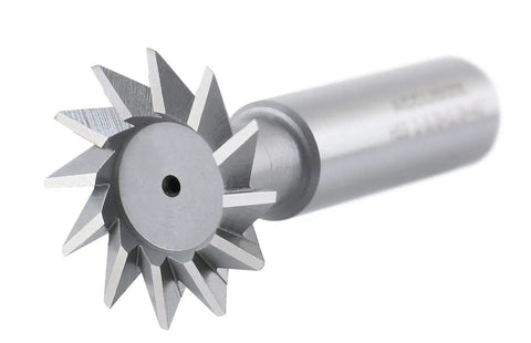 Close-up of 4-Piece 45 Degree HSS Dovetail Angular Cutter Set Right Hand Weldon Shank For CNC And Manual Milling
