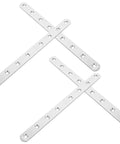Stainless Steel Flat Straight Brace Brackets 4 Piece Set With Smooth Surface And Modern Look Corner Plates 24.5x2x0.3 cm displayed diagonally