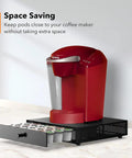 Red coffee maker on 36 Pod Coffee Pod Organizer K Cup Holder Drawer For Keurig And Dolce Gusto Capsules Space Saving Countertop Stand