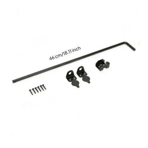 Beefy Drop Rod Bolt Gate Latch With Matte Black Finish, Tough-As-Nails Carbon Steel Build And Smooth Handle For No-Nonsense Garden Gate Pro Security Setup Today with brackets and screws.