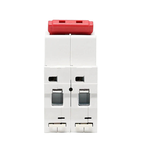 Badass Safety For Your Solar Setup With This 2 Pole DC Circuit Breaker Handling Up To 600V front view showing dual pole design in white plastic.