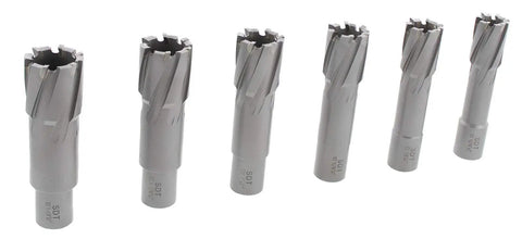 Killer Tungsten Carbide Annular Cutter Kit for Heavy Duty Kick Ass Magnetic Drill Press, six sizes for clean cuts and precision.