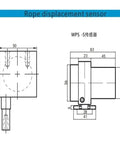 Technical diagram of Pull Rope Displacement Sensor 400mm Draw Wire Potentiometer With 4-20mA Output
