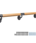Rock Solid 80 Inch Real Wood Indoor Stairs Handrail Wall Mount Safety Rail with Heavy Duty Metal Brackets and screws included.