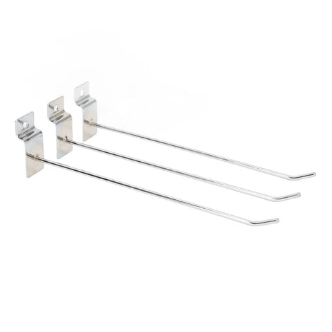 Heavy Duty Slatwall Hooks Set 50 Pcs Aluminum Alloy Hangers showing three hooks on white background