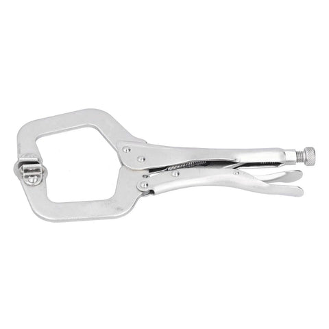 Heavy Duty C Clamp Locking Pliers With Adjustable Jaw For Welding And Grinding Projects Made From Tough 55# Steel With Sandblasted Finish