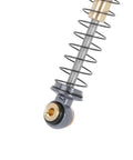 Close-up of CNC machined aluminum body of 51mm Long Travel Shocks For Axial AX24 SCX24 RC Crawler Upgrade, showing spring and joint detail.