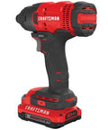 20V Cordless Impact Driver Kit With One Quarter Inch Quick Release Chuck, compact design, shown with battery attached.