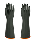 Heavy Duty Latex Work Gloves With Long Forearm Guard, Chemical Resistant Waterproof Rubber Cleaning Mitts, 14 inch black gloves.