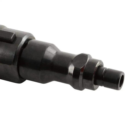 Close-up of the powder actuated fastening tool for drywall tracks and concrete, showing the nozzle for tight space reach.