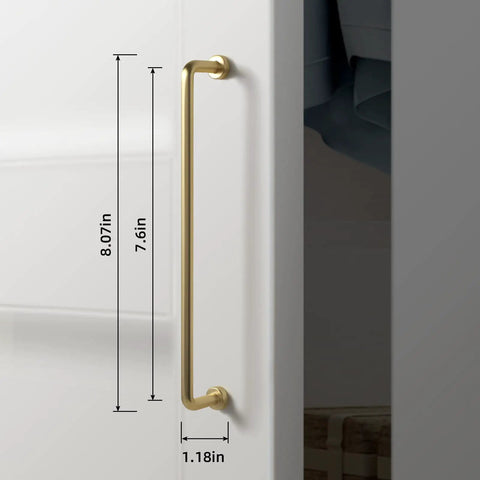 Six Pack Modern Cabinet Pulls In Light Brushed Brass Center To Center Seven And Nine Sixteenths Inches Contemporary Zinc Alloy