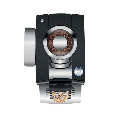 Next Level Automatic Coffee Maker Featuring Hot And Cold Brew Options Smart Touchscreen Interface And Built In Grinder top view with coffee beans.