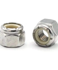 Badass Holding Power A2 Stainless Steel Nylon Lock Nuts Metric Hex Fasteners With Anti Vibration Polymer Collar For High Stress Industrial Projects And Garage Workshop Fixes 1000 Pack displayed in close-up.