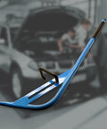 Beefy Heavy Duty Wishbone Extractor Tool for Cars, 5 Position Snap Adjustment, blue steel lever in garage