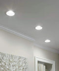 Daylight LED BR30 Dimmable Flood Bulb for Home and Outdoors 65W Replacement illuminating a modern living room ceiling