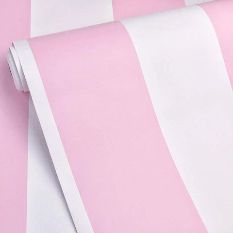 Peel And Stick Pink And White Stripe Vinyl Shelf Liner For Walls And Furniture Waterproof And Removable Wallpaper Decal Roll