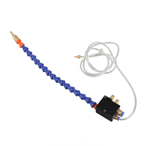 Adjustable Mist Coolant Sprayer System With 8mm Air Pipe For Cnc Lathe And Engraving Machine Spray Nozzle, flexible blue tubing.