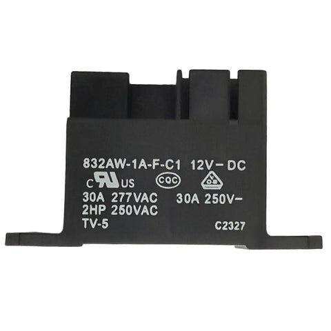 Beefy 12VDC Power Relay With Quick Connect Terminals, 30A SPST NO, Panel Mount, black casing marked 832AW-1A-F-C1