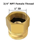 Brass Garden Hose Adapter 3/4 Inch NPT Female To 3/4 Inch GHT Female Connector Durable DIY Ready Outdoor Water Hose Fitting For Quick Connects Leak Proof Heavy Duty Plumbing Accessory For Garden And Yard, 3/4 NPT female thread brass fitting