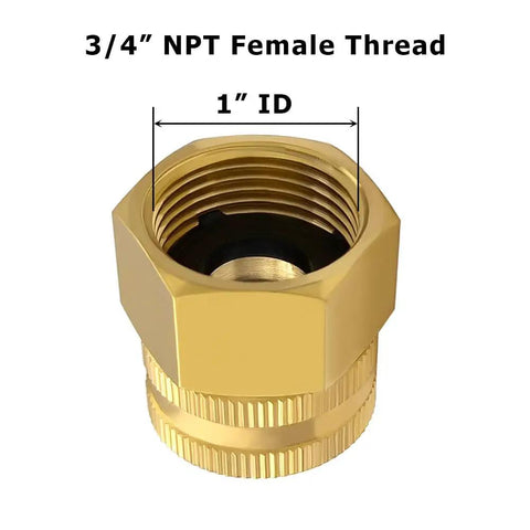 Brass Garden Hose Adapter 3/4 Inch NPT Female To 3/4 Inch GHT Female Connector Durable DIY Ready Outdoor Water Hose Fitting For Quick Connects Leak Proof Heavy Duty Plumbing Accessory For Garden And Yard, 3/4 NPT female thread brass fitting