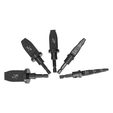Heavy Duty Copper Pipe Expander Set With Hex Handle And Seven Flaring Bits For Air Conditioner Repair High Speed Steel Expansion Tool 7/8 3/4 5/8 In Flaring bits in various sizes on a white background.