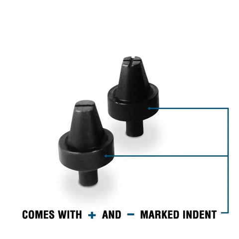 Hydraulic Lug Crimper Tool Dieless Indent For Battery Terminals Beefy Heavy Duty Crimps 10 AWG To 400 MCM 5 Ton, plus minus marks