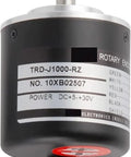 TRD-J100-RZ Absolute Rotary Encoder With Built-In Switch, corrosion-resistant body, close-up view, for industrial use.