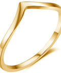 V Shaped Stainless Steel Wedding Band For Women With Chevron Pointed Design Engagement Promise Ring Simple Classic Gold Tone Size 6