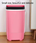No Sweat Portable Compact Washing Machine Half Automatic Spin Washer With Built In Scrub Brush 4.5kg Load Size in pink color.