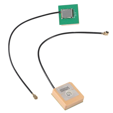 Two Pack GPS Module GT-U7 Compatible With NEO-6M And STM32 Microcontrollers shown with antennas and connectors