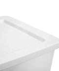 Close-up of top edge of Totally Dope 28 Quart Storage Bins 2 Pack Featuring Crisp Clear View And Snug Snap Lid for closet organization.
