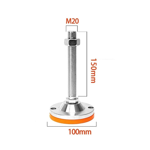 Heavy Duty Carbon Steel Adjustable Leveling Feet Six Pack For Home Office Garage And Industrial Use Gliding Levelers With Beefy Base Support Up To 1000 Pounds To Minimize Vibration On Uneven Floors Easy To Install And Adjust Height And Angle, M20 150mm 100mm