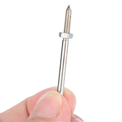 Close-up of Heavy Duty Sandpaper Clamp Bar 10 Pack Metal Clamp Rod for Grinding Wheel Chuck Secure Grip in hand