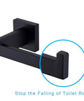 Matte Black Toilet Paper Holder Stainless Steel Wall Mount Dispenser and Hangers for Bathroom and Kitchen, Rustproof SUS304