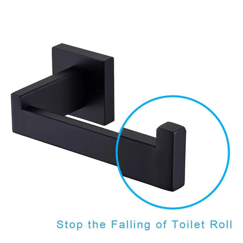 Matte Black Toilet Paper Holder Stainless Steel Wall Mount Dispenser and Hangers for Bathroom and Kitchen, Rustproof SUS304