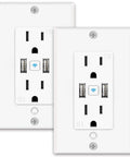 Smart In Wall USB Outlet With Voice Control For Alexa And Google Home, 15 Amp In Wall USB Power Socket, ETL FCC 2 Pack
