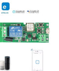 Wireless Smart Relay Module For Home Automation 5V Input With USB Or Screw Terminal 2.4G WiFi Only Dry Contact Relay Great For Access Control Garage Door PC Power EWeLink App Compatible, green PCB with relay and terminals