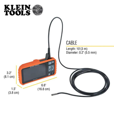 Rugged Utility Borescope Endoscope Camera With 9.8 Ft Waterproof Gooseneck 5.5 mm Insertion Tube Bright LEDs 4.3 Inch LCD