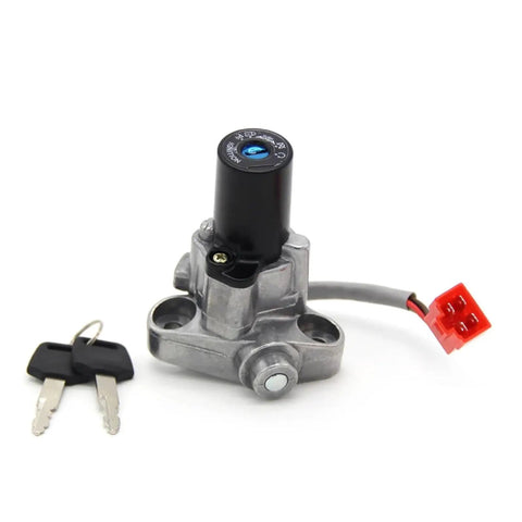 Durable Motorcycle Ignition Key Lock Switch Fits Yamaha XVS1100A Dragstar Classic And V Star With 2 Keys Easy Plug And Play Install No Tools Needed To Fix Your Ride Smoothly Save Cash At Shop And Start Engine Strong While Riding Safe At Night. black aluminum ignition lock switch with 2 keys and red connector