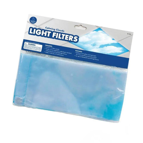 Calming Clouds Fluorescent Light Covers 4-Pack For Classroom Office And Home Overhead LED Shades Ceiling Light Filters packaging