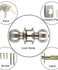 Soft Satin Stainless Steel Door Knob With Lock And Key For Bedroom And Bathroom Entry Doors No Fuss Install